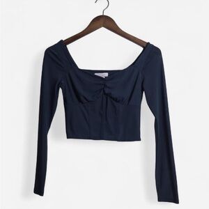 Kirious Los Angles Teal Blue Crop top long sleeve #croptop